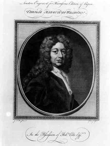 沃特顿侯爵（1648-1715）的托马斯沃顿的肖像，由约翰戈尔达（1729-95）刻。 作者 Godfrey after Kneller