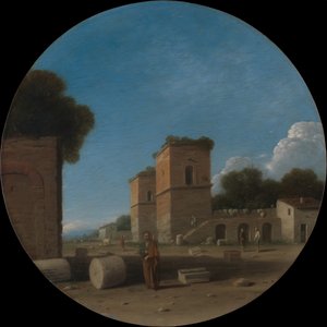 带有人物的罗马风景，大概是1630年代。