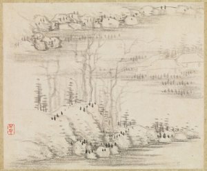风景和树木，约1679年。