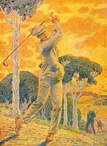 高尔夫，1919年9月15日Vie au Grand Air的封面插图（彩色雕刻） 作者 戈登·弗雷德里克·布朗