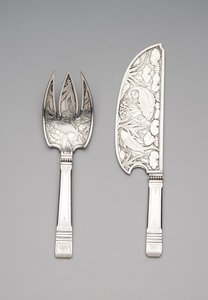鱼片和叉子，约1870-80年（银）