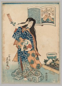 1786-1864年，左扇梳着发扇的女子。