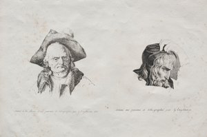 石版画集：两个头，1816年。 作者 戈特弗里德（Gottfried）或戈德弗罗伊（Godefroy Engelmann）