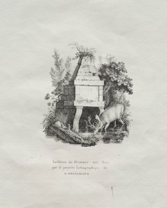 Receuil平版印刷品：模仿木版画的喷泉c。 1816。
