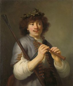 作为牧羊人的伦勃朗与职员和长笛，1636年
