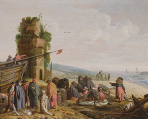 渔民在海滩上与他们的渔获（配对59984） 作者 戈瓦特·詹斯（Govaert Jansz）