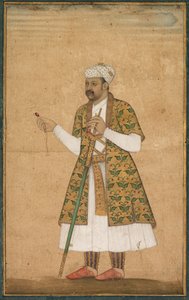 朝臣，可能是汗·阿拉姆，手持尖晶石和德干剑，c。 1605-1610。 作者 戈瓦尔丹