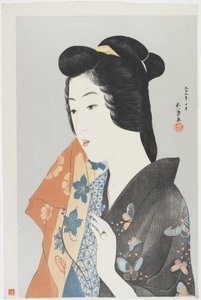 (拿着毛巾的女人），1920年10月 作者 桥口吾代