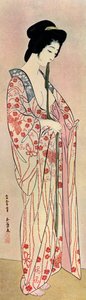 1920年至1930年，一位穿着长袍的日本女人。 作者 桥口吾代