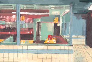 晚餐，2012年（纸上油）