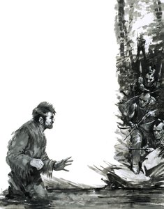 亚历山大-麦肯齐涉水过河时受到印第安人的威胁 作者 格雷厄姆·科顿