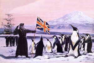 1840 年，詹姆斯-克拉克-罗斯（James Clark Ross）将英国国旗插在南极冰层上