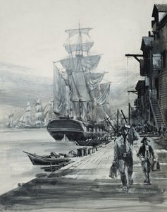 港口风光》（水粉画，纸本） 作者 格雷厄姆·科顿