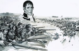 安德鲁-杰克逊将军的肖像，位于 1815 年英军在新奥尔良战败的图片上方 作者 格雷厄姆·科顿
