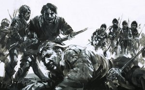 弗朗西斯-德雷克爵士一行在一名水手死亡后被当地人强行带回船上