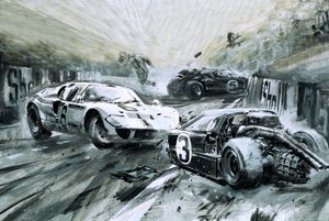 1967 年的勒芒比赛（水粉画，纸本）