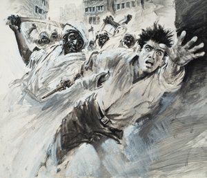 威廉-罗宾逊，《一个美国旅行者》（纸上水粉画）