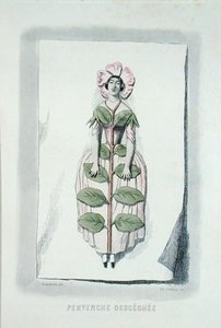 枯萎的长春花，摘自查尔斯-杰弗里（Charles Geoffroy）（1819-82）雕刻的 "Les Fleurs Animees"。 作者 格兰维尔