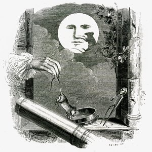 月亮上的动物拉封丹寓言，格兰维尔插图。