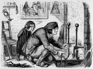 拉封丹寓言：农夫与毒蛇》，J.J. Grandville 版画，约 1838-40 年
