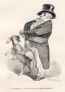 主人，透露着高高在上的市政尊严。JJ Granville的插图小品。题为 "Un renard pris au piege "的雕版印刷品，由Charles Nodier在 "Scenes de la vie privee et publique des An. 作者 格兰维尔