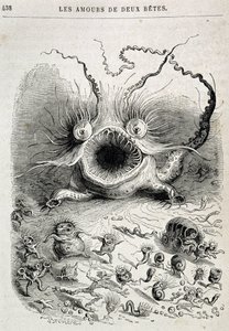 Les amours de deux beêtes (freaking monster) - 载于格兰德维尔的 "动物自画像：动物的私人和公共生活"，Honoré de Balzac的章节，Hetzel编辑。 作者 格兰维尔