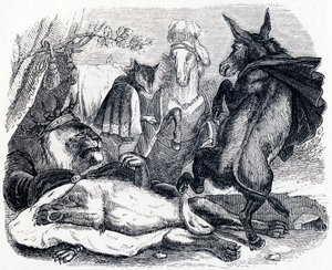 老狮子(Le lion devenu vieux) - 拉封丹的寓言故事 作者 格兰维尔