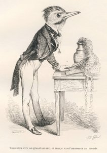 你将成为一名伟大的科学家，而我将向全世界宣布。JJ Granville的插图小品。在Honore De Balzac写的 "Guide-ane a l