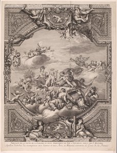阿波罗分配奖赏，密涅瓦为法兰西的天才加冕
Apollon distirbuë des recompenses aux Sçiences et aux Arts, et Minerve couronne le Genie de la France（文物标题）
凡尔赛宫的天花板绘画（系列名称） 作者 皮埃尔·米格纳德 (1612 1695)