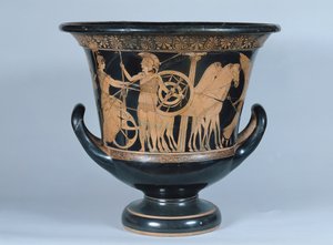 阁楼红图kalyx krater描绘一个Hoplite离开战争（陶瓷）（另见223268）