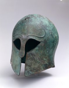 科林斯式青铜古头盔，约公元前600-575年（青铜） 作者 希腊文