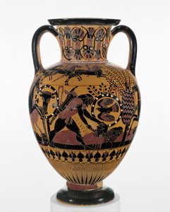 Chalcidian黑色图形颈部双耳瓶与奥德修斯杀死色雷斯人，公元前540年（兵马俑）