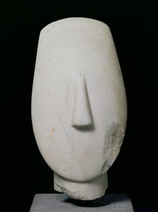 一个女人的头，一个雕像的片段从克里奥斯，早期基克拉迪二世时期，公元前2700-2400（大理石）