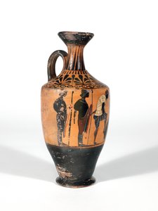 Lekythos，战士武装战斗，公元前510-500年 作者 希腊学派