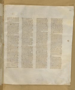西奈抄本，Add.MS 43725，f.304r，约 325-375 年（羊皮纸上的墨迹） 作者 希腊学派