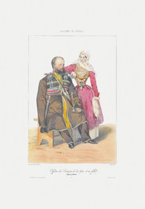 泰瑞克·哥萨克（Terek Cossack）与女儿来自：场景，酬金，考尔卡斯（Caucase）和服装，1840年