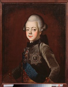 帕维尔-彼得洛维奇大公（1754-1801 年）孩童时的肖像（俄国沙皇保罗一世）。格里高利-谢尔久科夫（1744-1785 年）的画作，布面油画 作者 格里高利·谢尔久科夫