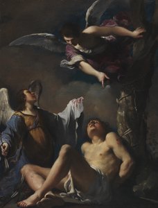 圣塞巴斯蒂安（St. Sebastian）受两个天使袭击 作者 格尔奇诺