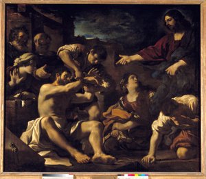 拉撒路的复活。 Giovanni Francesco Barbieri Guerchin dit Il Guercino (1591-1666) 的绘画。 1619 日 2.01x2.33 米 作者 格尔奇诺