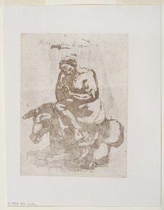 Acidia vestita di nero - 骑在驴子上的树懒，约 1793 年（采用黑色蚀刻和凹版印刷）。