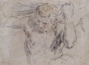 一个色情狂的吊装窗帘，以及他的左手的附属研究 作者 吉多·雷尼（Guido Reni）