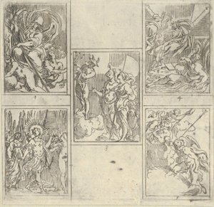 五个编号的场景，每一个都是根据Accademia Degl