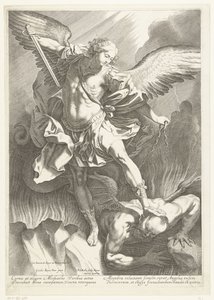 皮特·德·巴里乌（Pieter de Bailliu）刻的大天使圣迈克尔击败魔鬼，1623-60 作者 吉多·雷尼（Guido Reni）