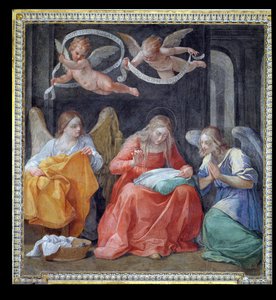 The Virgin Sewing，来自&39;Cappella dell&39;Annunciata&39;（天使报喜教堂）1610 作者 吉多·雷尼（Guido Reni）
