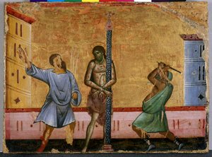 The Flagellation of Christ (tempera on wood) 作者 吉多·达·锡耶纳（Guido da Siena）