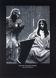 论年老和年轻的女人》，《查拉图斯特拉如是说》，2024 年（木刻和丝网版画） 作者 吉尔赫姆·庞特斯（Guilherme Pontes）