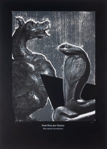 被蝰蛇咬了一口》，《查拉图斯特拉如是说》，2024 年（木刻和丝网版画） 作者 吉尔赫姆·庞特斯（Guilherme Pontes）