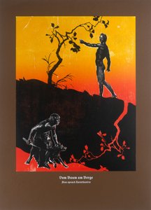 山坡上的树上，查拉图斯特拉如是说，2023 年（木刻和丝网版画） 作者 吉尔赫姆·庞特斯（Guilherme Pontes）