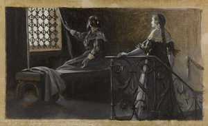 艾瑟尔与蒙面女子》，约 1889 年（布面油画） 作者 纪尧姆·阿尔伯特·德马雷斯