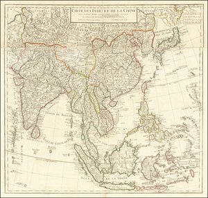 1705 年地图 - 印度和中国地图 作者 纪尧姆·德利斯（Guillaume Delisle）